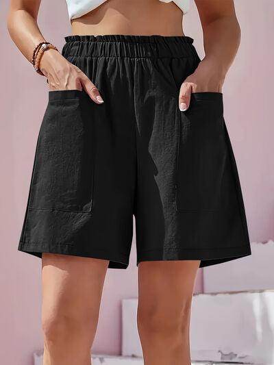 Full Size Pocketed Elastic Waist Shorts for Everyday Comfort - Selvanelle