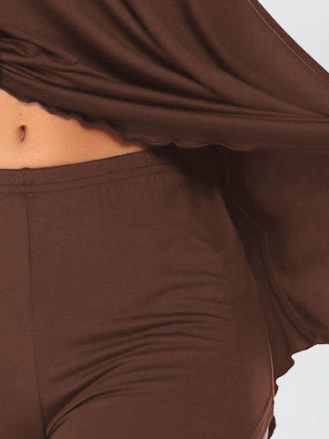 Scoop Neck Top and Shorts Lounge Set for Women Comfort - Selvanelle