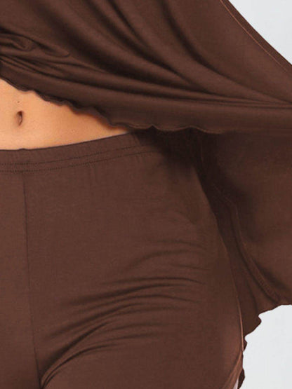 Scoop Neck Top and Shorts Lounge Set for Women Comfort - Selvanelle
