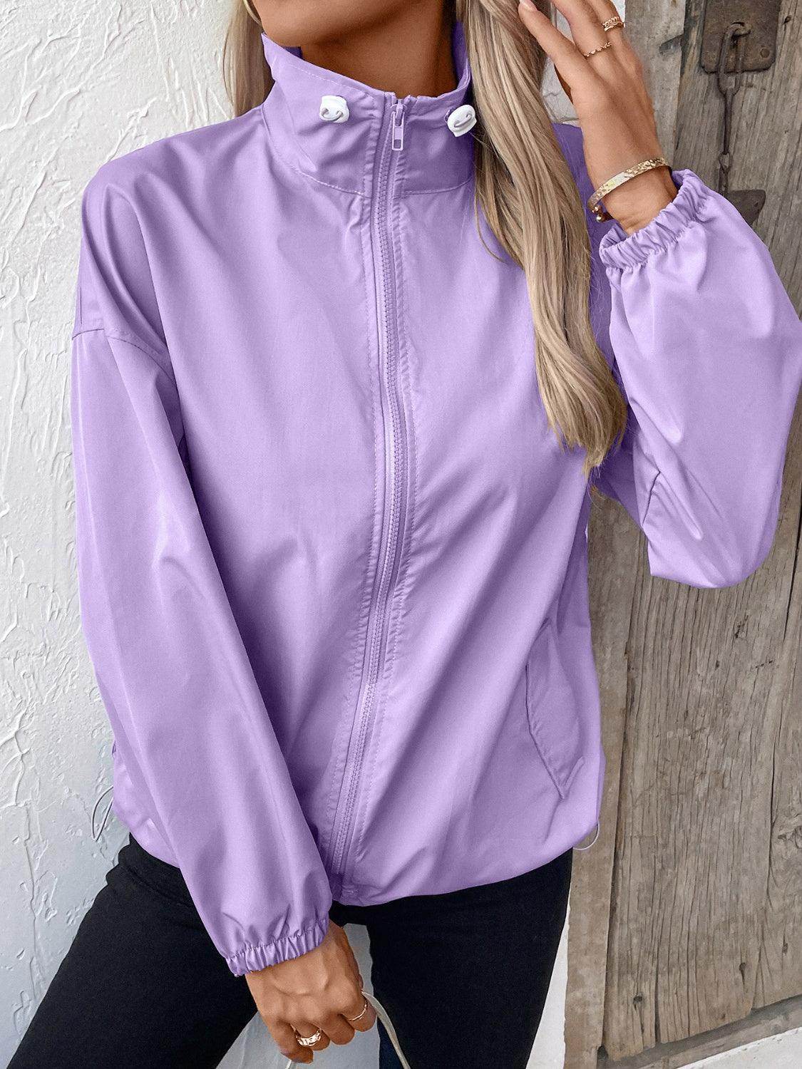Ivy Lane Pocketed Zip Up Long Sleeve Jacket for Women - Selvanelle