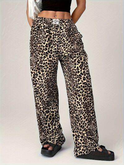 Leopard Wide Leg Pants with Pockets for Stylish Comfort - Selvanelle