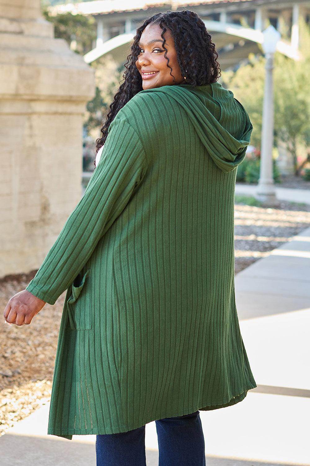Basic Bae Full Size Hooded Sweater Cardigan for Women - Selvanelle