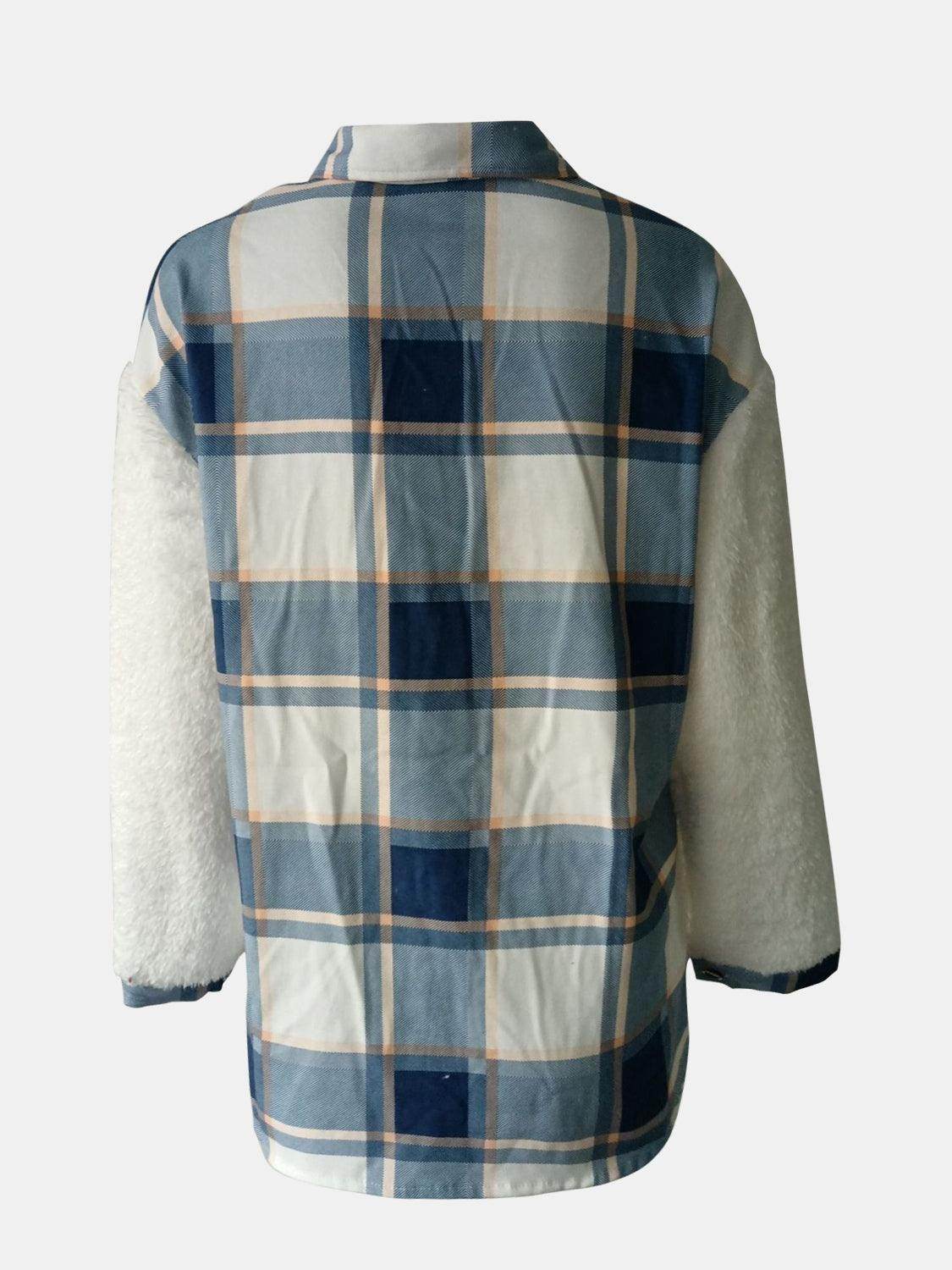 Fuzzy Button Up Long Sleeve Jacket for Cozy Style - Selvanelle
