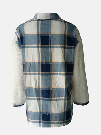 Fuzzy Button Up Long Sleeve Jacket for Cozy Style - Selvanelle