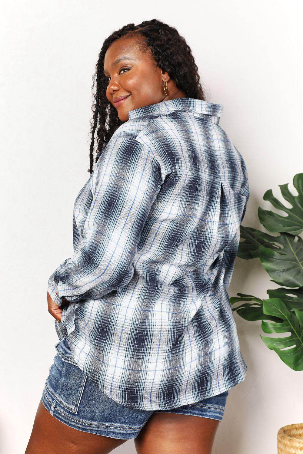 Mandy Plaid Dropped Shoulder Shirt for Casual Chic Style - Selvanelle