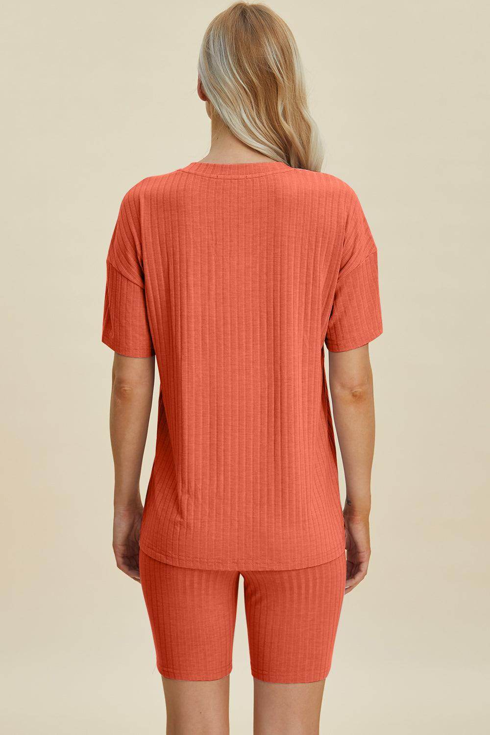 Basic Bae Full Size Ribbed V-Neck Top and Shorts Set For Women - Selvanelle