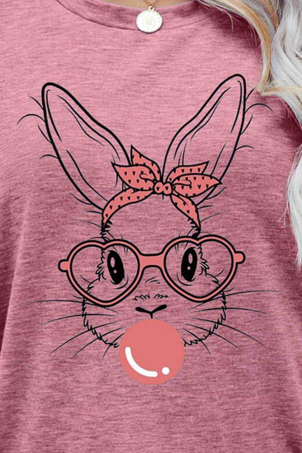 Easter Bunny Graphic Round Neck T-Shirt - Selvanelle