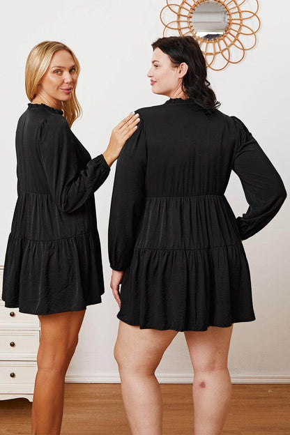 Ruffled Button Up Long Sleeve Tiered Shirt for Women - Selvanelle