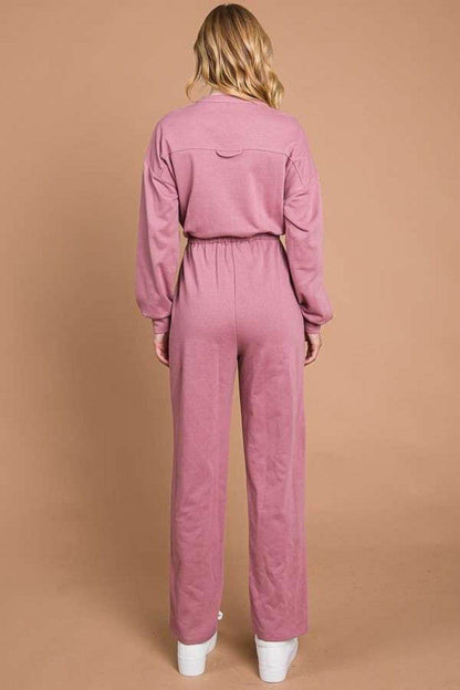 Culture Code Full Size Button Up Drawstring Waist Jumpsuit - Selvanelle