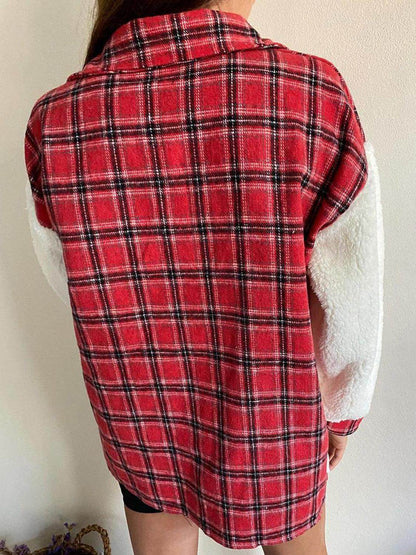 Fuzzy Button Up Long Sleeve Jacket for Cozy Style - Selvanelle