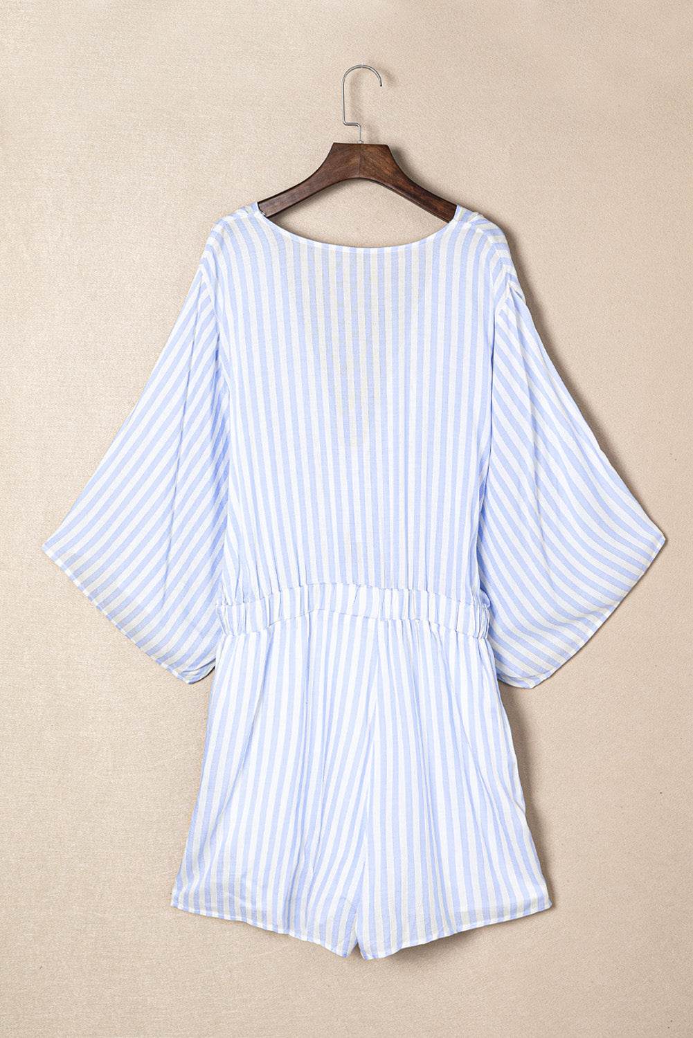 Bow Striped Kimono Sleeve Romper - Selvanelle