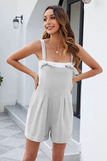 Knotted Strap Romper with Pockets - Selvanelle