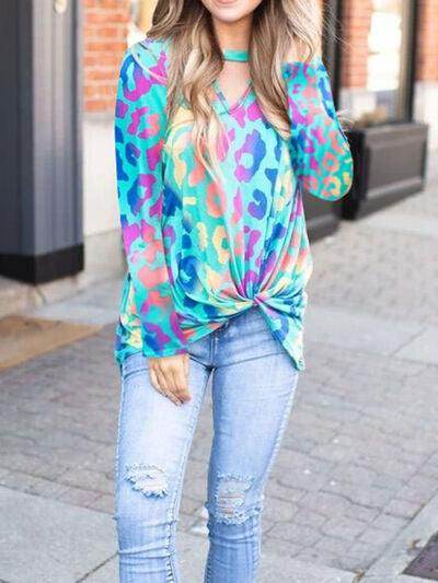 Cutout Round Neck Long Sleeve T-Shirt for Women Casual Wear - Selvanelle