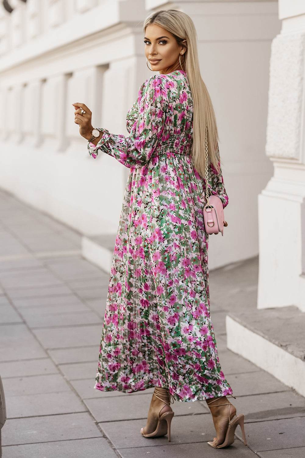 Floral Deep V Maxi Dress - Selvanelle