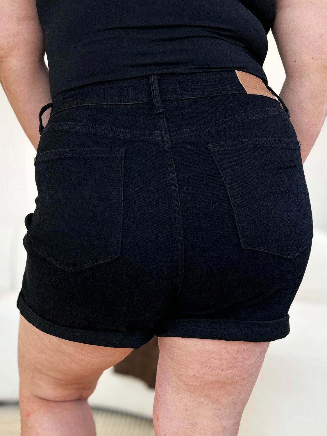 Judy Blue Full Size High Waist Tummy Control Cuffed Shorts - Selvanelle
