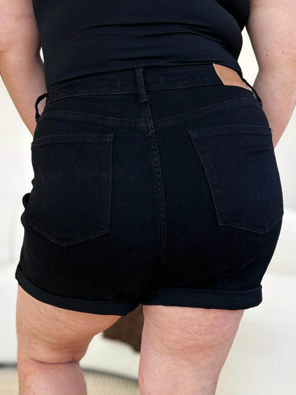 Judy Blue Full Size High Waist Tummy Control Cuffed Shorts - Selvanelle