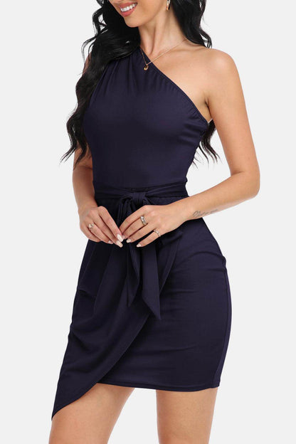 Chic Tie Front One-Shoulder Sleeveless Dress for Women - Selvanelle