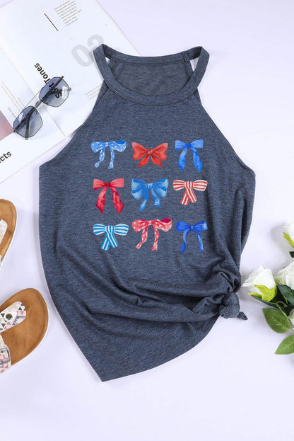 Bow Graphic Round Neck Tank for Stylish Summer Wear - Selvanelle