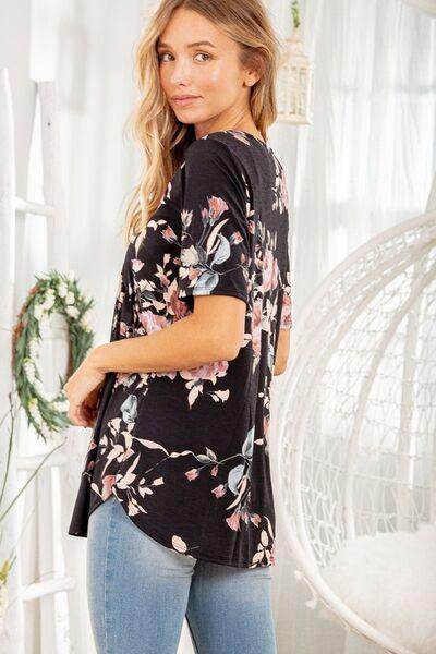 Heimish Full Size Crisscross Neck Floral Babydoll Top Plus Size - Selvanelle