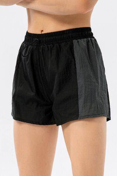 Color Block Drawstring Active Shorts for Comfort and Style - Selvanelle