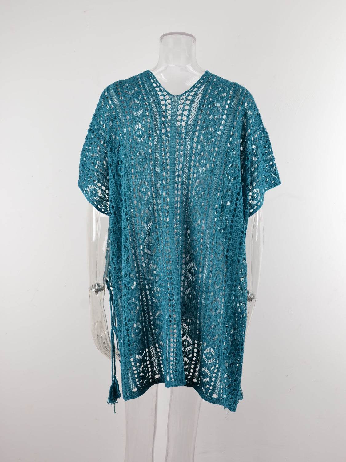 Angel Wings Cutout V-Neck Cover-Up with Tassel - Selvanelle