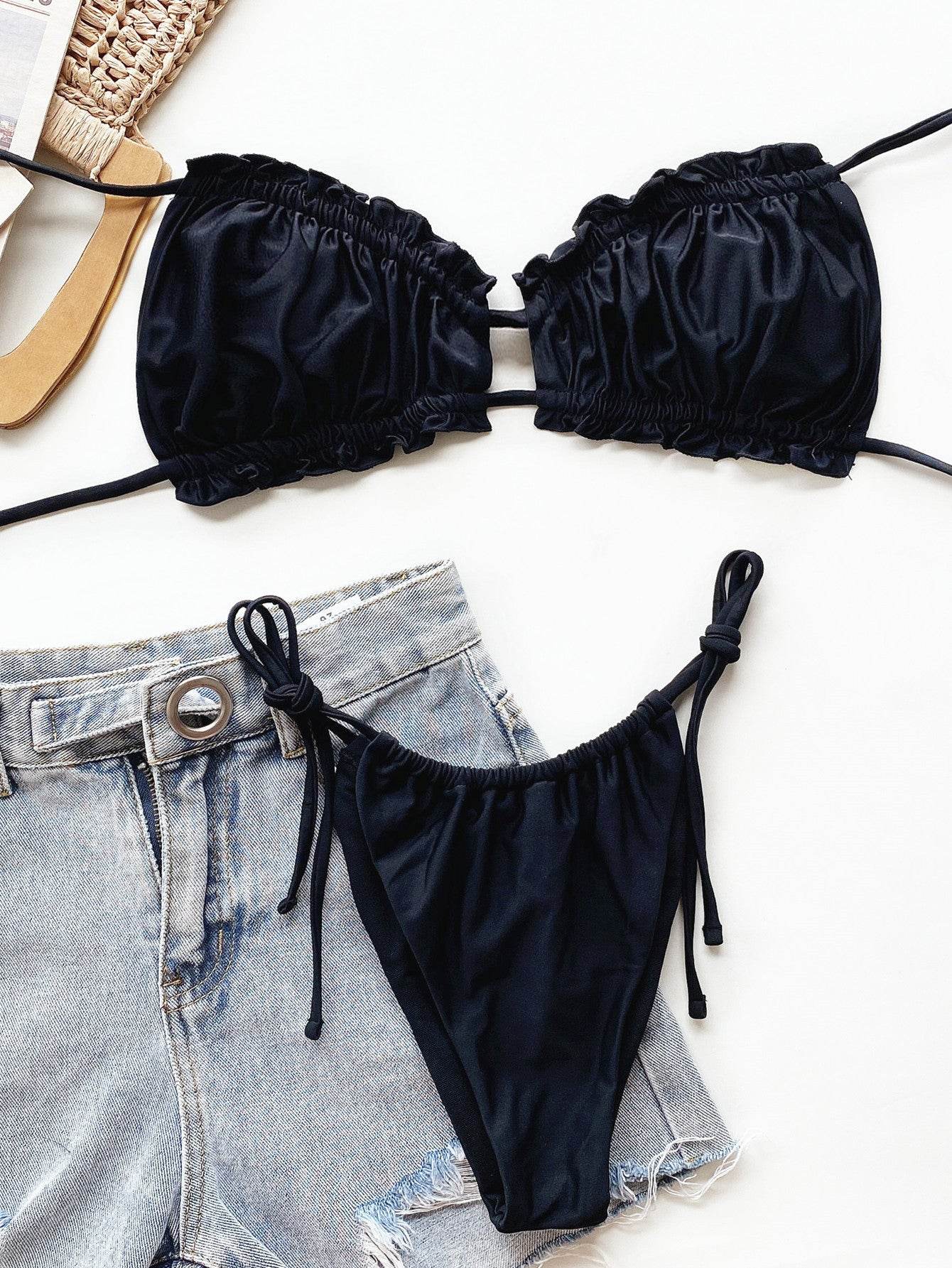Frill Trill Halter Neck Bikini Set - Selvanelle