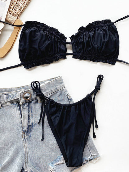 Frill Trill Halter Neck Bikini Set - Selvanelle