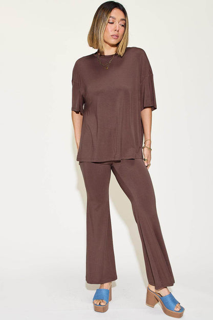 Basic Bae Full Size Bamboo Drop Shoulder T-Shirt Set - Selvanelle