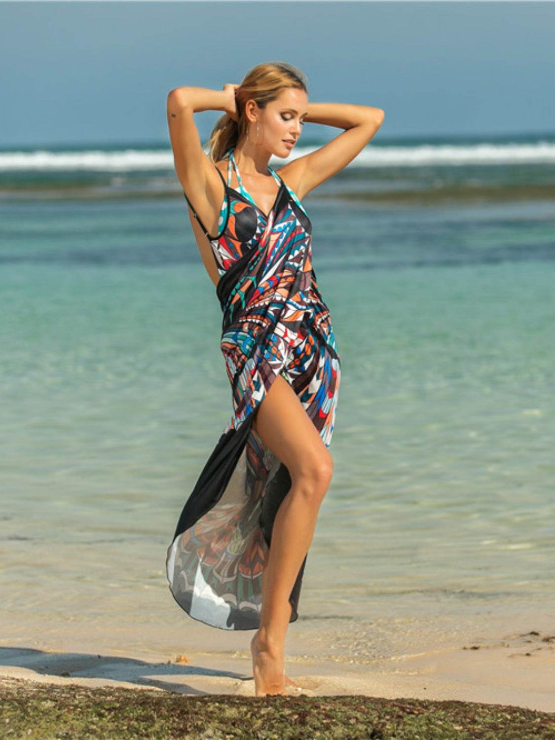 Printed Spaghetti Strap Cover Up - Selvanelle