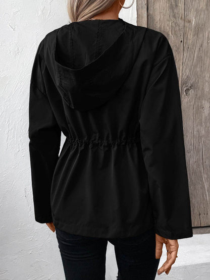 Ivy Lane Drawstring Zip Up Hooded Jacket for Women - Selvanelle
