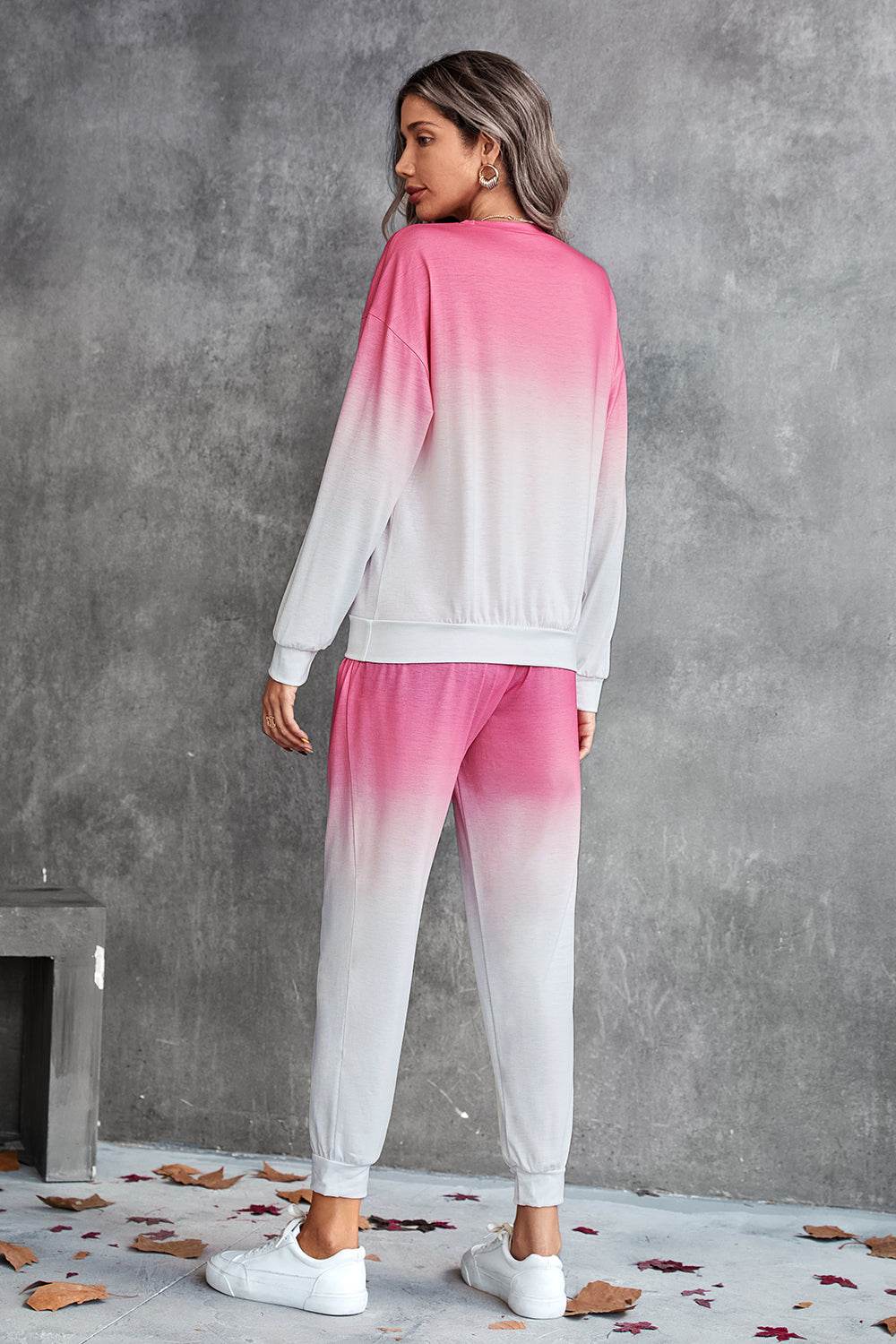 Gradient Round Neck Sweatshirt and Joggers Set - Selvanelle