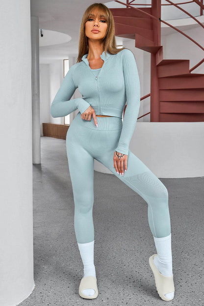 Tank Cropped Active Top and Pants Set - Selvanelle