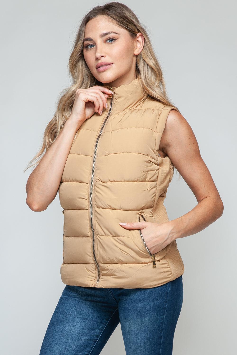 Snobbish Zip Up Turtleneck Vest with Pockets for Women