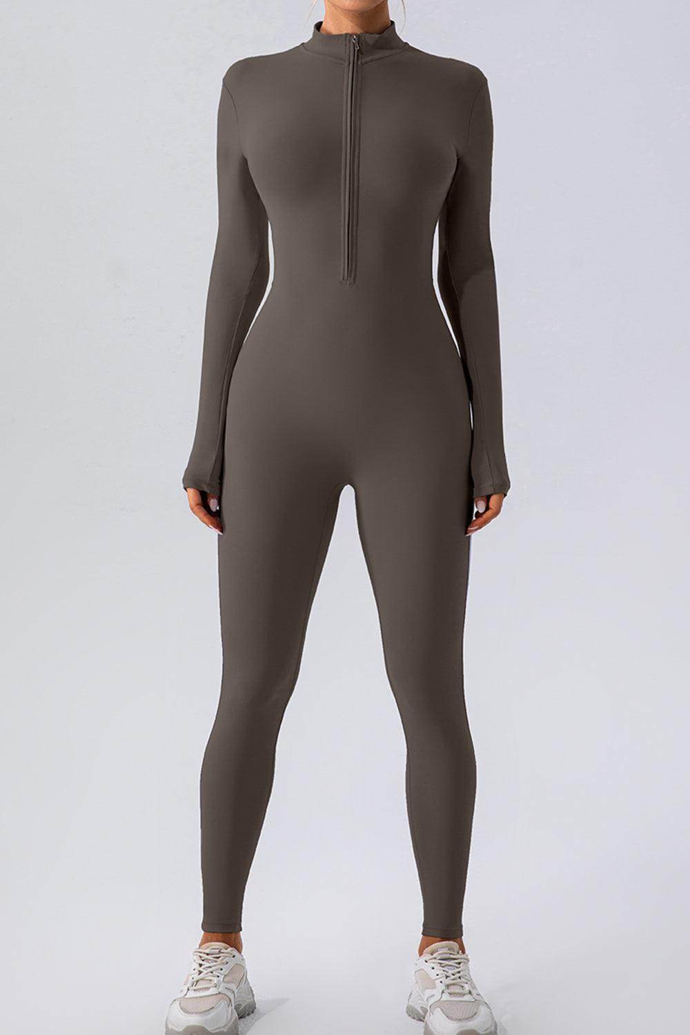 Half Zip Mock Neck Active Jumpsuit for Women Comfort Fit - Selvanelle