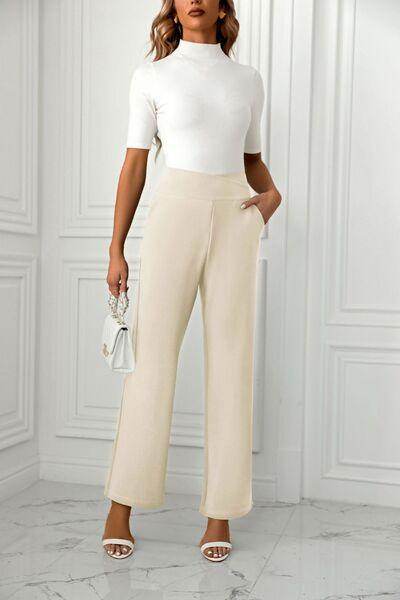 High Waist Straight Leg Pants for Women in Various Sizes - Selvanelle