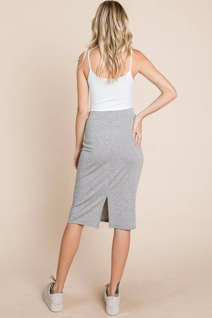 BOMBOM Elastic Waist Pencil Skirt for Chic Style - Selvanelle