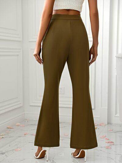 Slit Flare Pants with Pockets for Stylish Comfort - Selvanelle