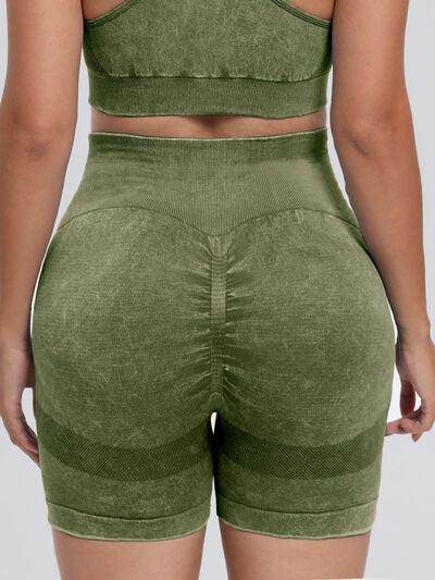 Washed High Waist Active Shorts for Ultimate Comfort - Selvanelle