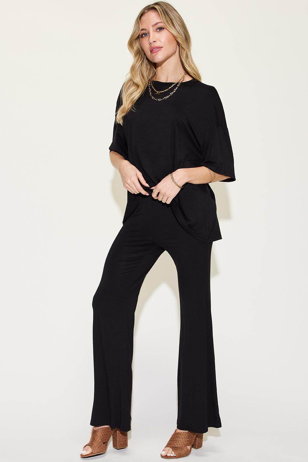 Basic Bae Full Size Bamboo Drop Shoulder T-Shirt Set - Selvanelle