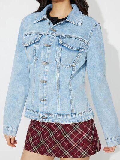 Button Up Long Sleeve Denim Shacket for Stylish Outfits - Selvanelle