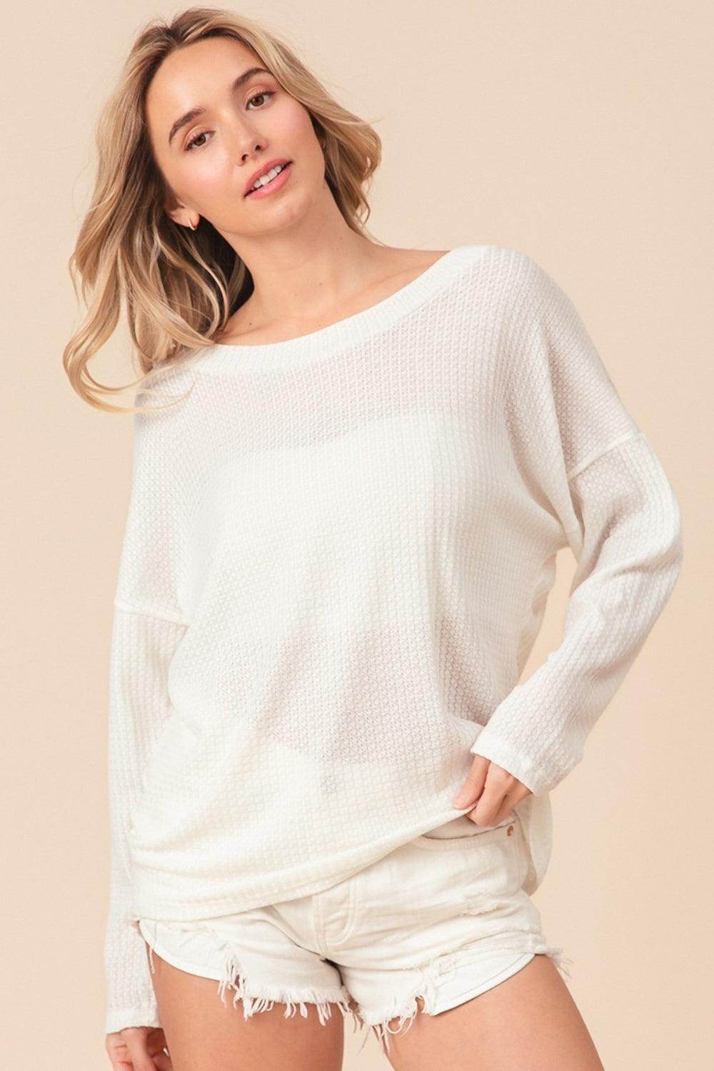 BiBi Waffled Backless Drawstring T-Shirt for Summer Style - Selvanelle