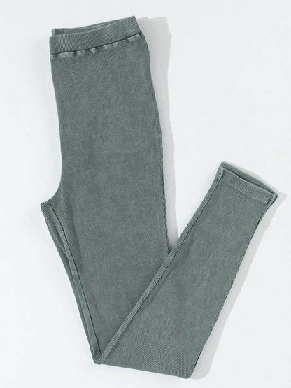 Ribbed Elastic Waist Leggings for Comfortable Everyday Wear - Selvanelle