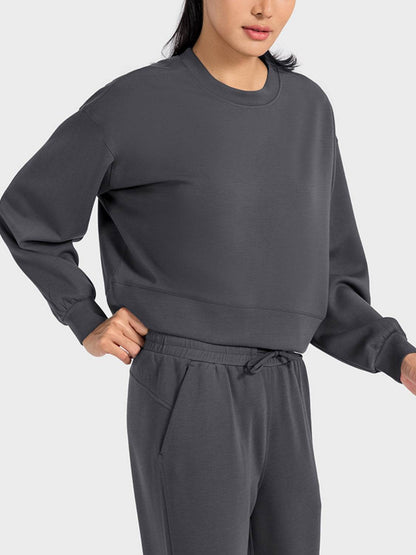 Millennia Round Neck Drop Shoulder Sports Top - Selvanelle