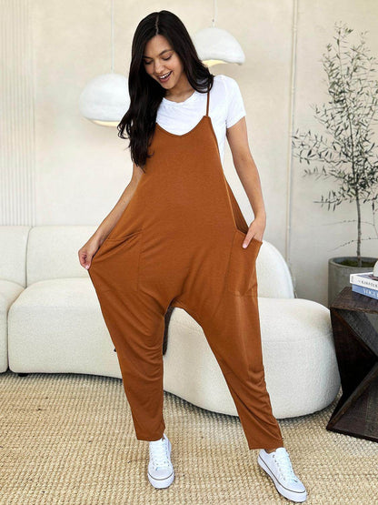 Double Take Full Size Sleeveless V-Neck Pocketed Jumpsuit - Selvanelle