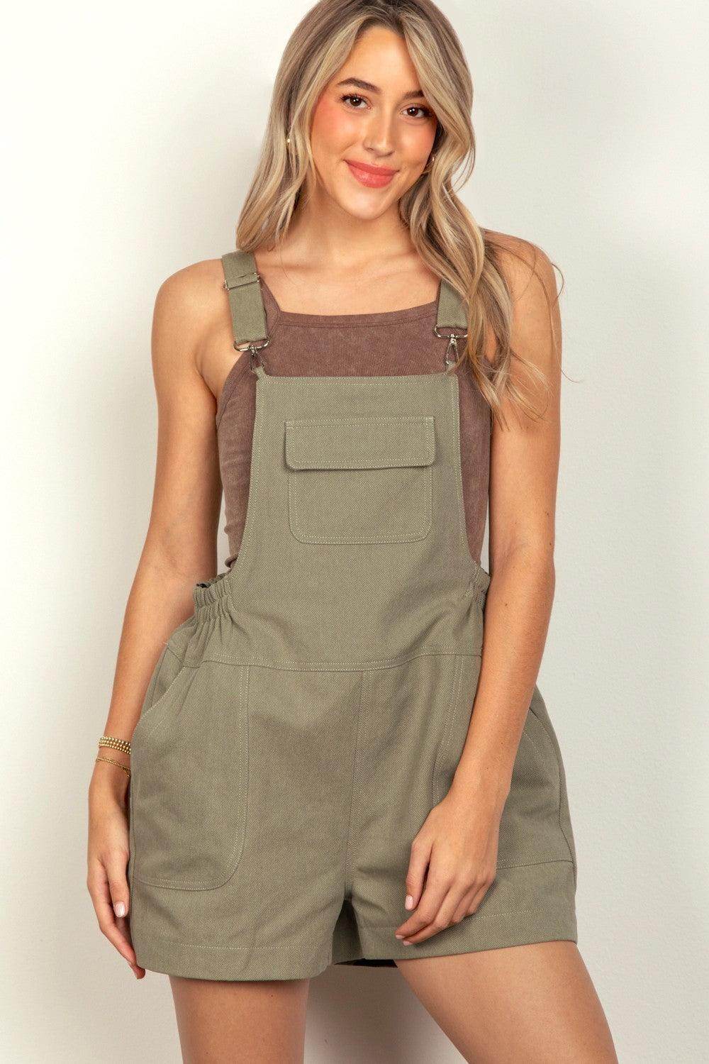 Very J Adjustable Suspender Overalls with Pockets for Women - Selvanelle