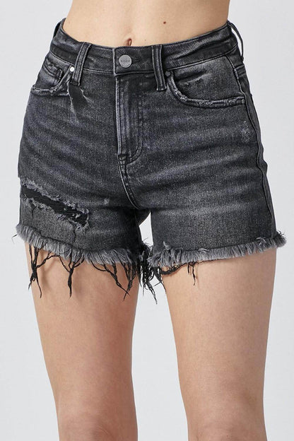 RISEN Raw Hem Denim Shorts with Pockets for Women - Selvanelle
