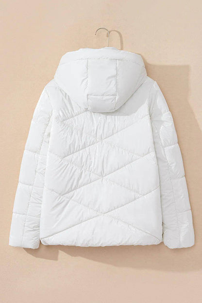 Drawstring Zip Up Long Sleeve Hooded Winter Coat for Women - Selvanelle