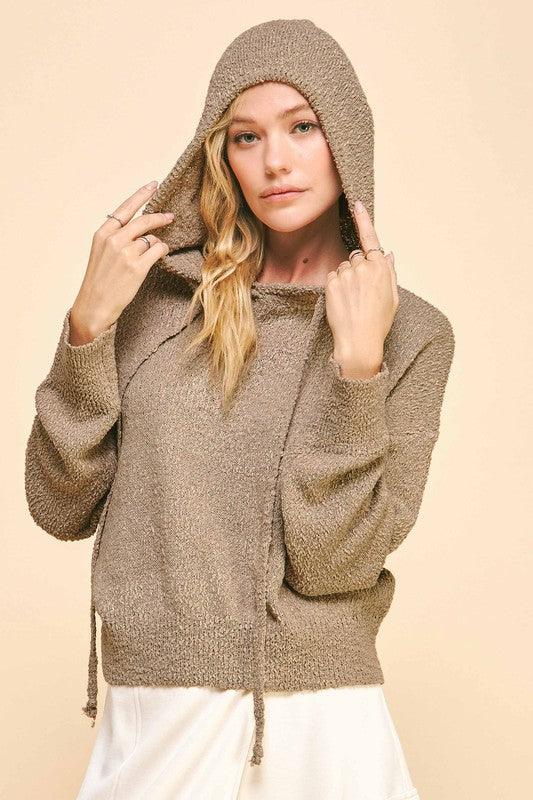 Davi & Dani Drop Shoulder Long Sleeve Hooded Sweater Cozy