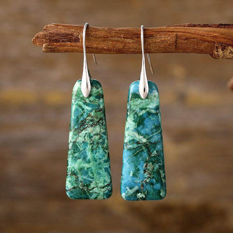 Copper Natural Stone Earrings with Platinum and Gold Plating - Selvanelle