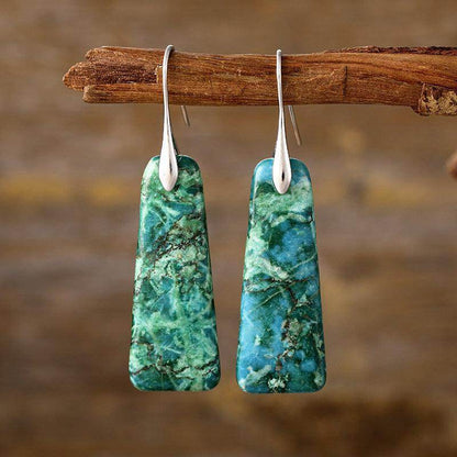 Copper Natural Stone Earrings with Platinum and Gold Plating - Selvanelle
